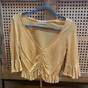 Urban Outfitters yellow midi sleeve crop top